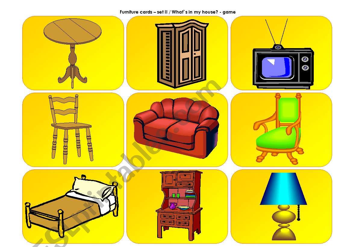 Furniture cards II - What`s in my house game (part 3 / 4)